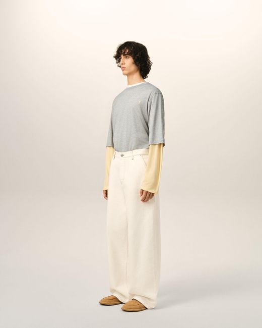 AMI Natural Cotton Wide Fit Trousers for men