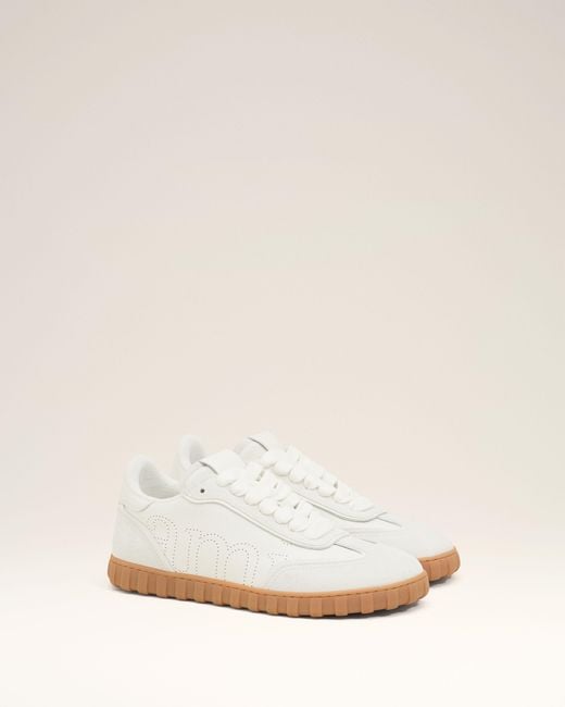 AMI Natural Cowhide Leather Step Sneakers