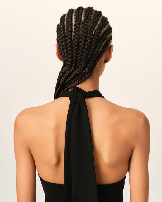 AMI Black Backless Midi Jersey Dress