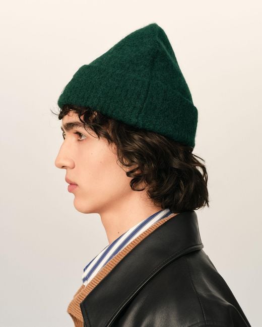 AMI Green Alpaca Beanie With Ami De Coeur