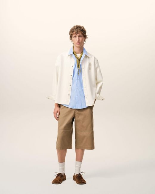 AMI Natural Cotton Knitted Ami De Coeur Overshirt