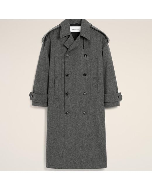 AMI Gray Wool Trench Coat