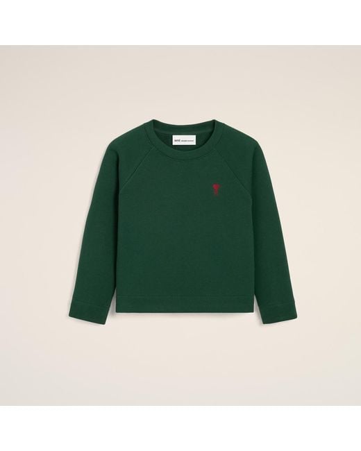 AMI Green Cotton Sweatshirt With Ami De Coeur