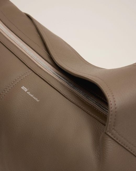 AMI Natural Small Taurillon Leather Etienne Crossbody Bag