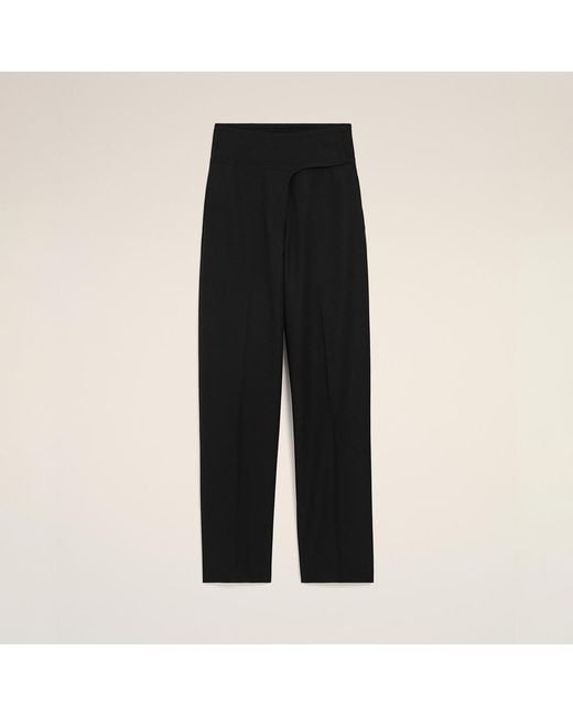 AMI Black New Wool Wrapped Belted Trousers