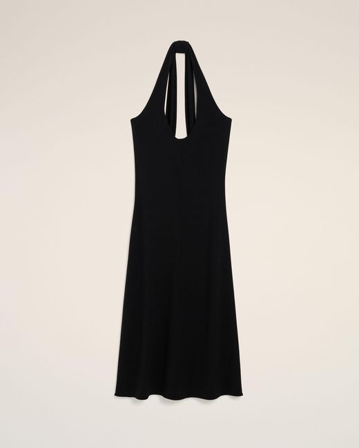 AMI Black Backless Midi Jersey Dress