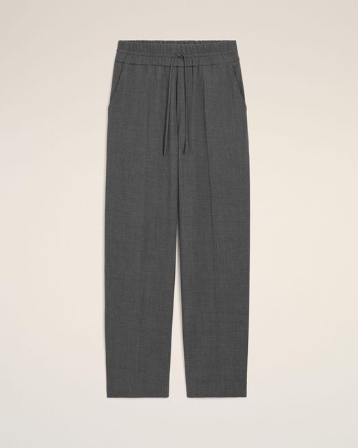 AMI Gray Elasticated-Waist Wool Trousers