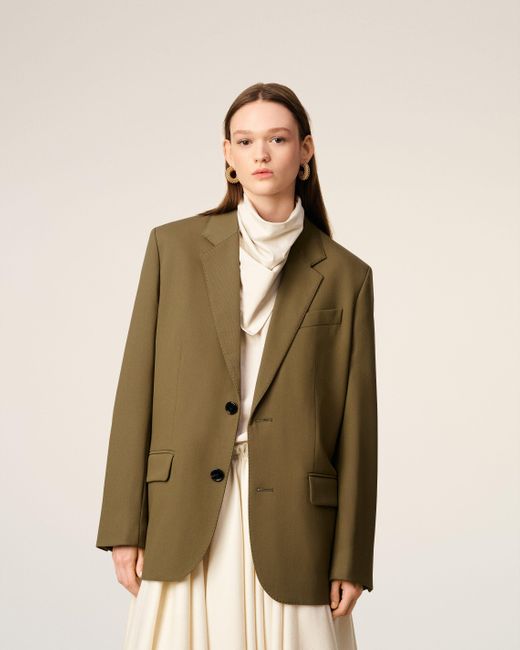AMI Natural Wool Loose Single Breasted Jacket