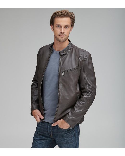 Men S Brown Weston Leather Moto Jacket