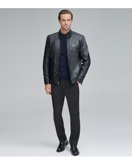Men S Black Weston Leather Moto Jacket