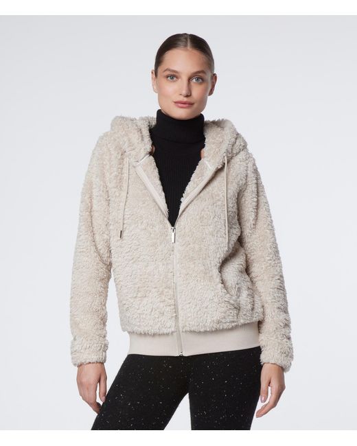 Andrew Marc Zip Front Faux Fur Hoodie in Natural Lyst