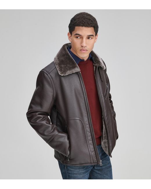 andrew marc lenox faux shearling pilot jacket