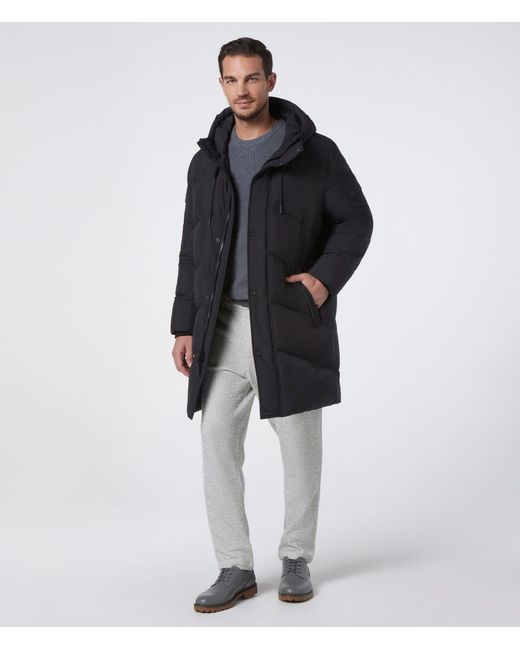 Andrew Marc Sullivan Chevron Quilted Knee Length Parka Jacket With Hood