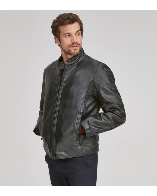 Men S Black Emerson Leather Moto Jacket