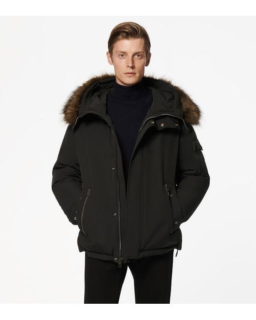 Andrew Marc Daytona Faux Fur Trim Jacket in Black for Men - Lyst