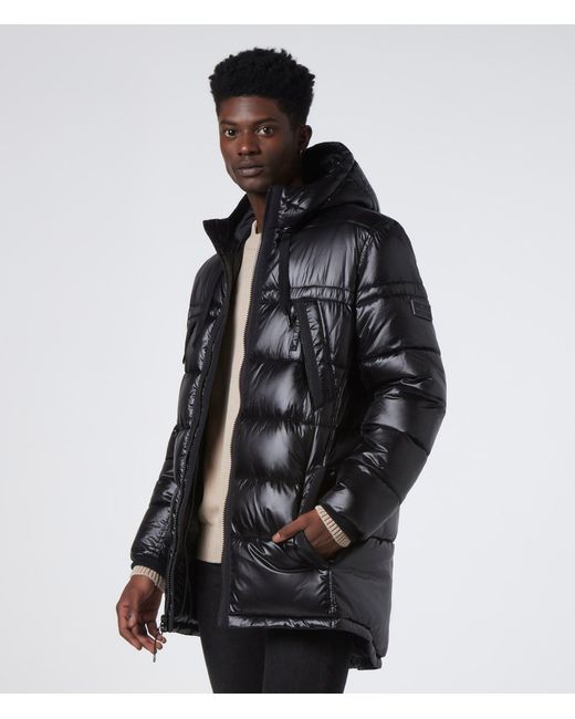 Andrew Marc Barreto Quilted Hooded Parka Jacket in Black for Men | Lyst