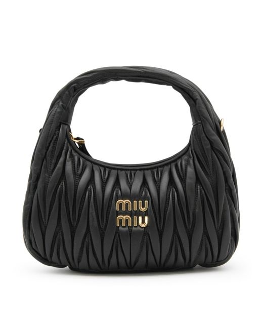 Miu Miu Black Leather Hobo Wander Shoulder Bag