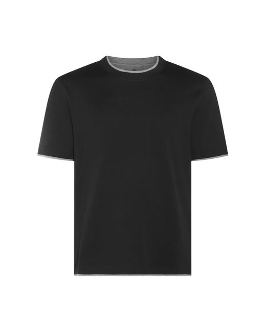 Brunello Cucinelli Black Cotton T-shirt for men