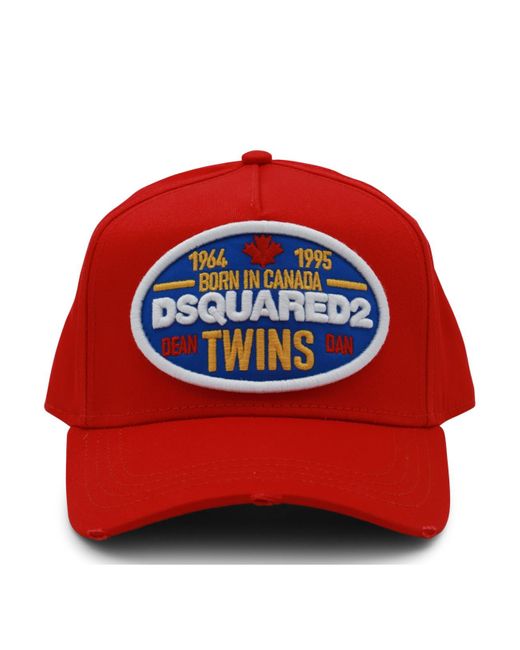 DSquared² Red Cotton Baseball Cap for men