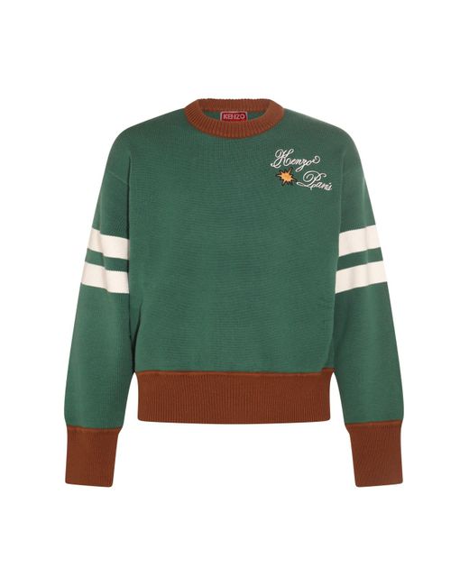 KENZO Green And Brown Wool Knitwear for men