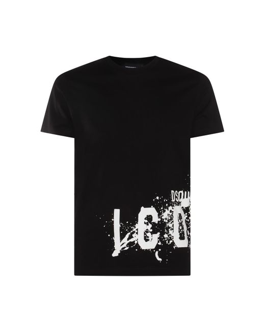 DSquared² Black And White Cotton T-shirt for men