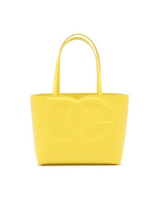 Dolce & Gabbana Yellow Leather Dg Tote Bag