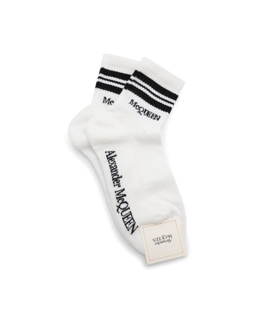 Alexander McQueen Metallic White And Black Cotton Socks