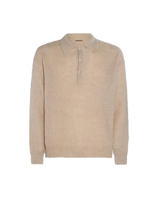 AURALEE Beige Virgin Wool And Mohair Blend Sweater in Natural for Men