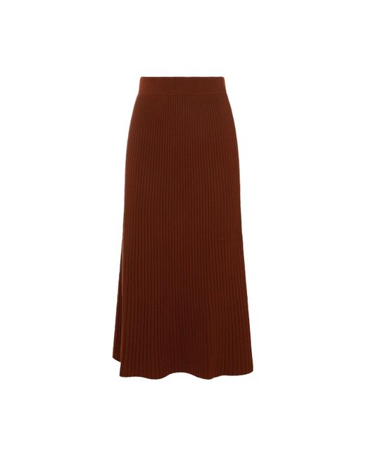 Loro Piana Brown Wool Midi Skirt