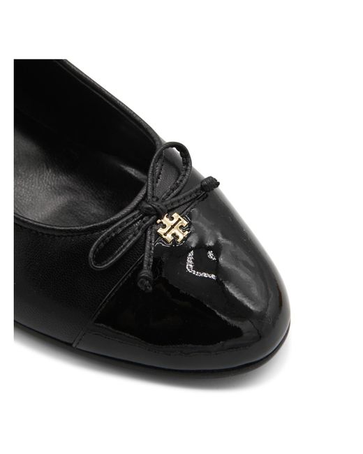 Tory Burch Black Leather Bow Detail Pumps