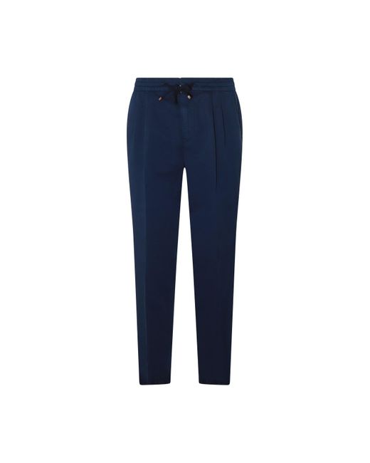 Brunello Cucinelli Blue Linen Pants for men