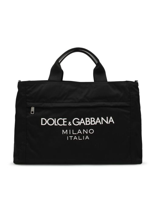 Dolce & Gabbana Black Nylon Logo Tote Bag for men