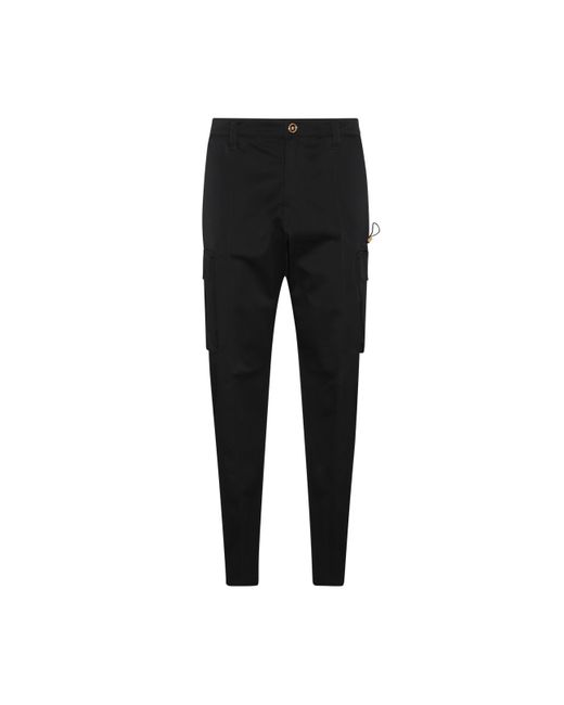 Versace Black Cotton Cargo Trousers for Men | Lyst