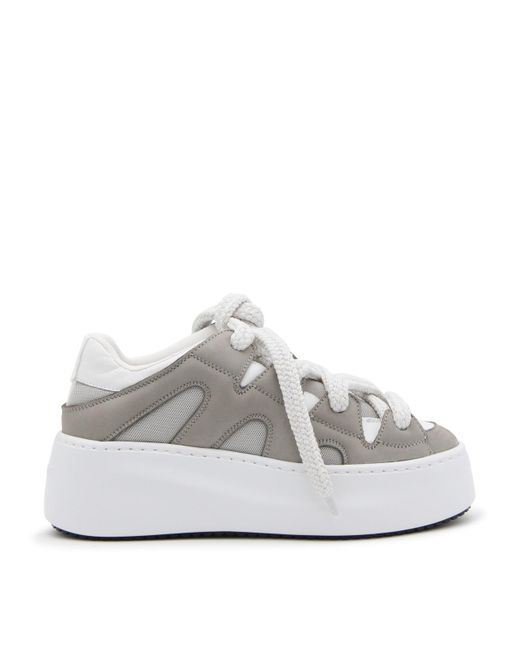 Grey leather best sale sneakers womens