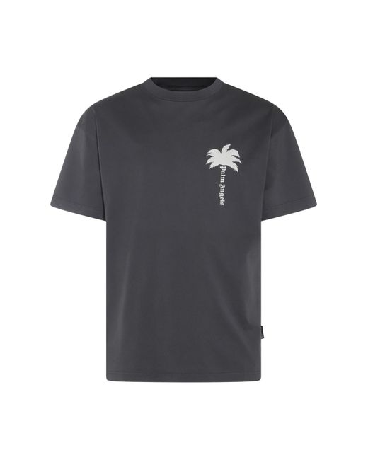 Palm Angels Black And White Cotton T-shirt for men