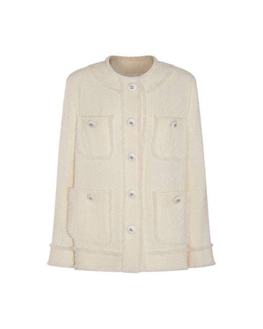 Dolce & Gabbana Natural White Wool Casual Jacket