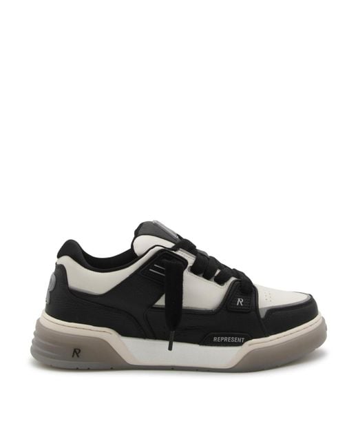 Represent White And Black Leather Sneakers for men
