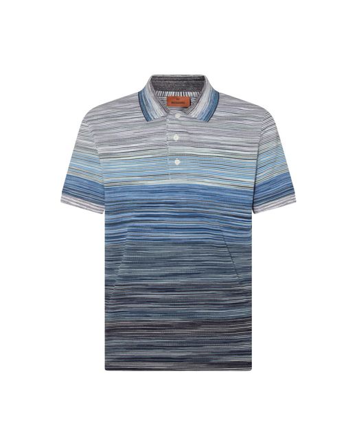 Missoni Blue Cotton Polo Shirt for men