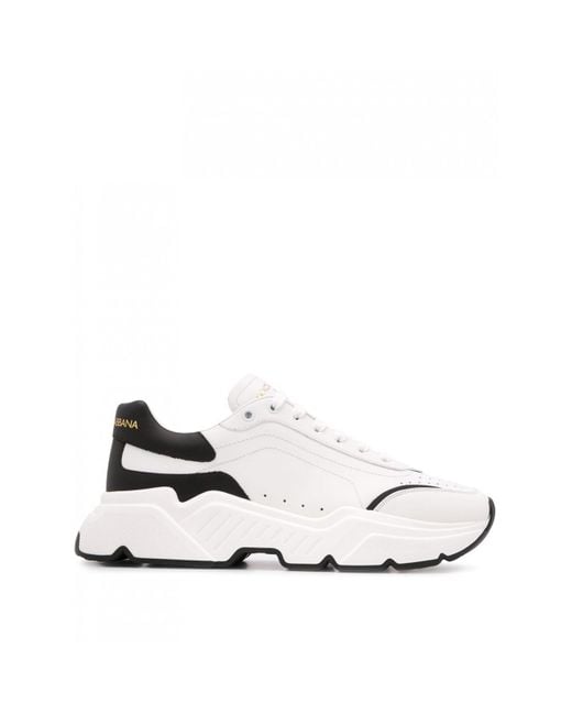 Dolce & Gabbana White And Black Leather Daymaster Sneakers for men