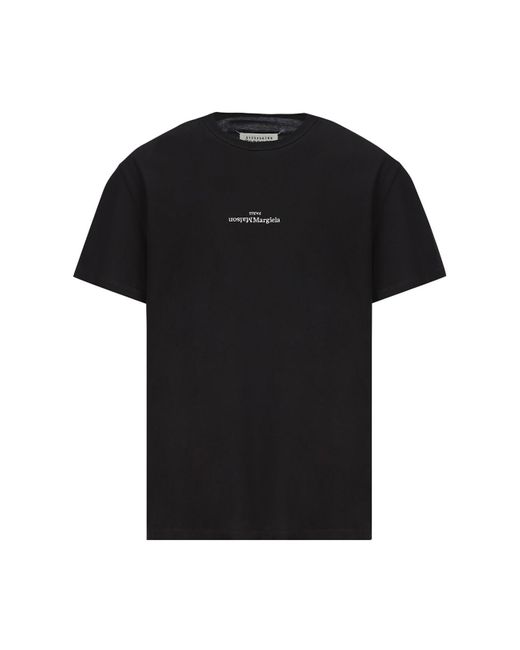 Maison Margiela Black Cotton Logo T-shirt for men