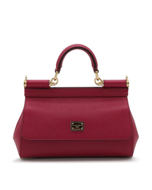 Dolce & Gabbana Red Fuchsia Leather Sicily Handle Bag