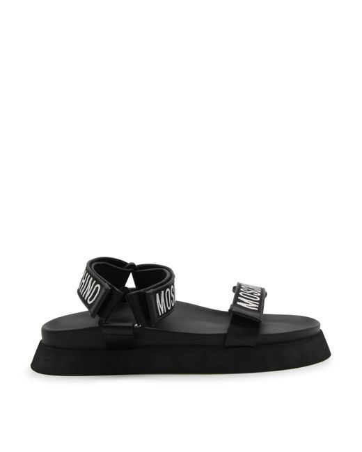 Moschino Black Rubber Logo Sandals for men