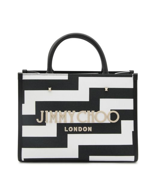Jimmy Choo Black And White Avenute Medium Tote Bag