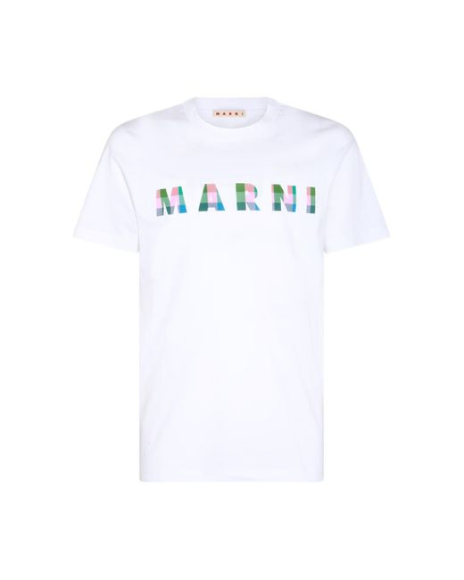Marni White Multicolour Cotton T-shirt for men