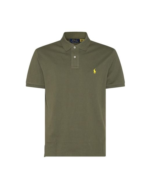 Polo Ralph Lauren Olive Green And Yellow Cotton Polo Shirt for men