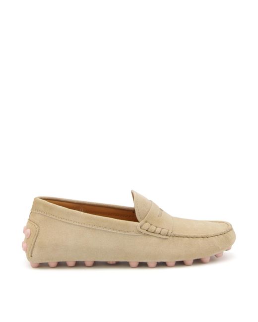 Tod's Natural Beige Suede Loafers