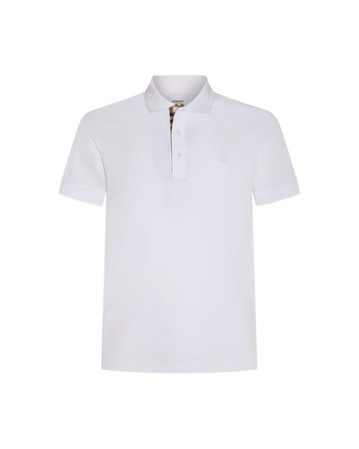 Burberry White And Archive Beige Cotton Polo Shirt for men