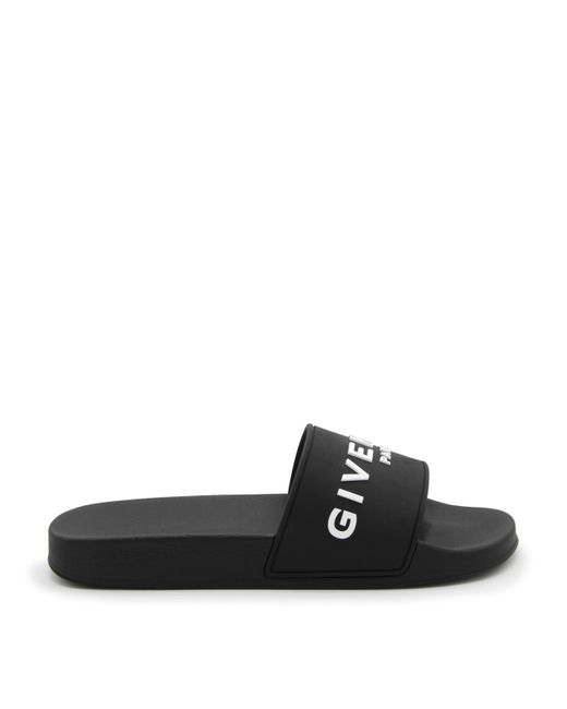 Givenchy Black Rubber Logo Sliders for men