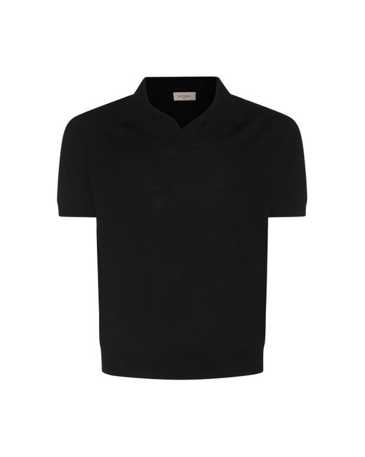 Piacenza Cashmere Black Cotton Polo Shirt for men