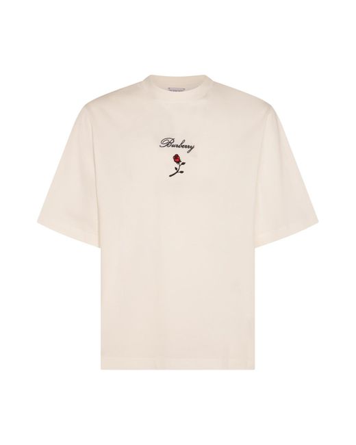 Burberry Natural White Cotton T-shirt for men